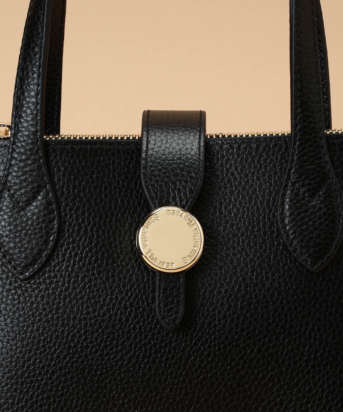 サークルモチーフスクエアレザートートバッグ 小サイズ(FREE ブラック