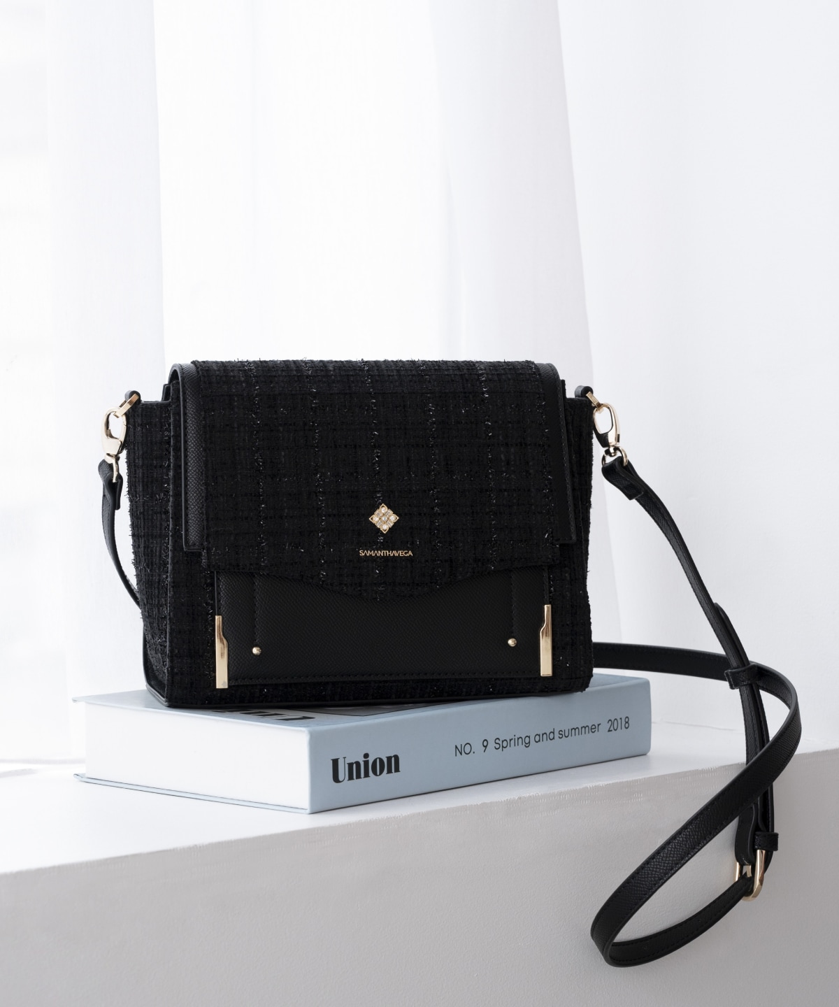 新色ツイードダイヤカットショルダーバッグ(FREE ブラック