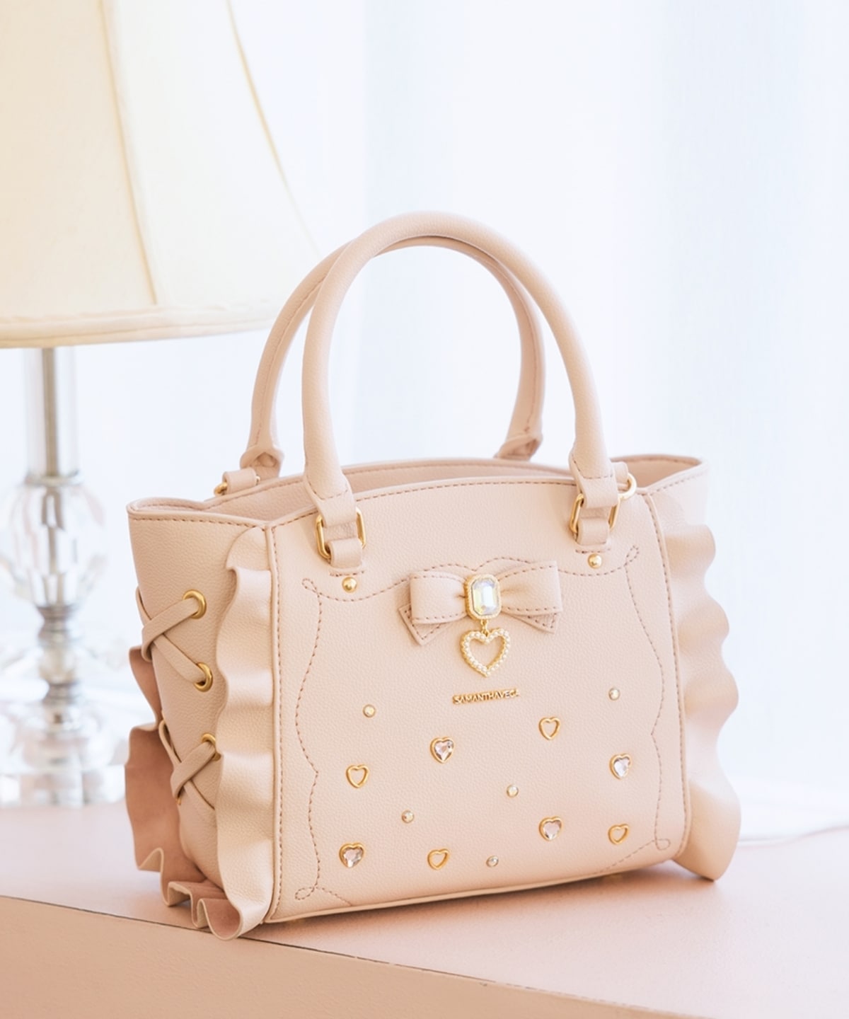 サイドレースアップリボンビジューミニフラッター(FREE ブラック