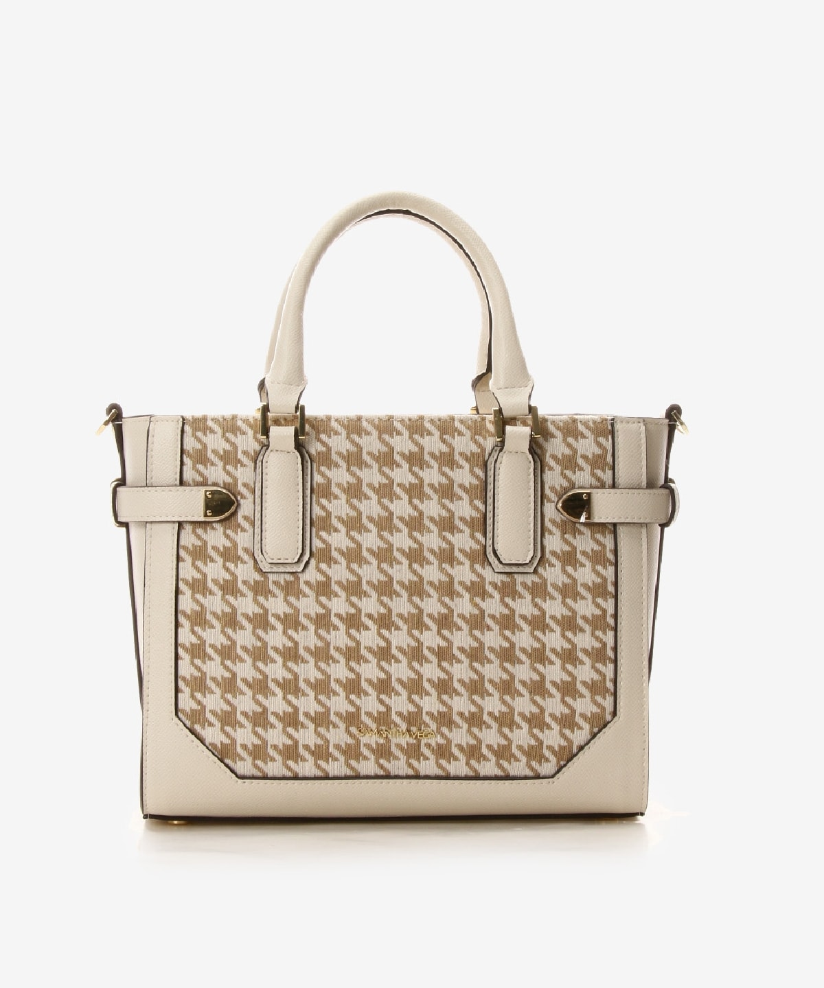 千鳥格子ベルト金具ハンドバッグ(FREE ホワイト): SAMANTHAVEGA