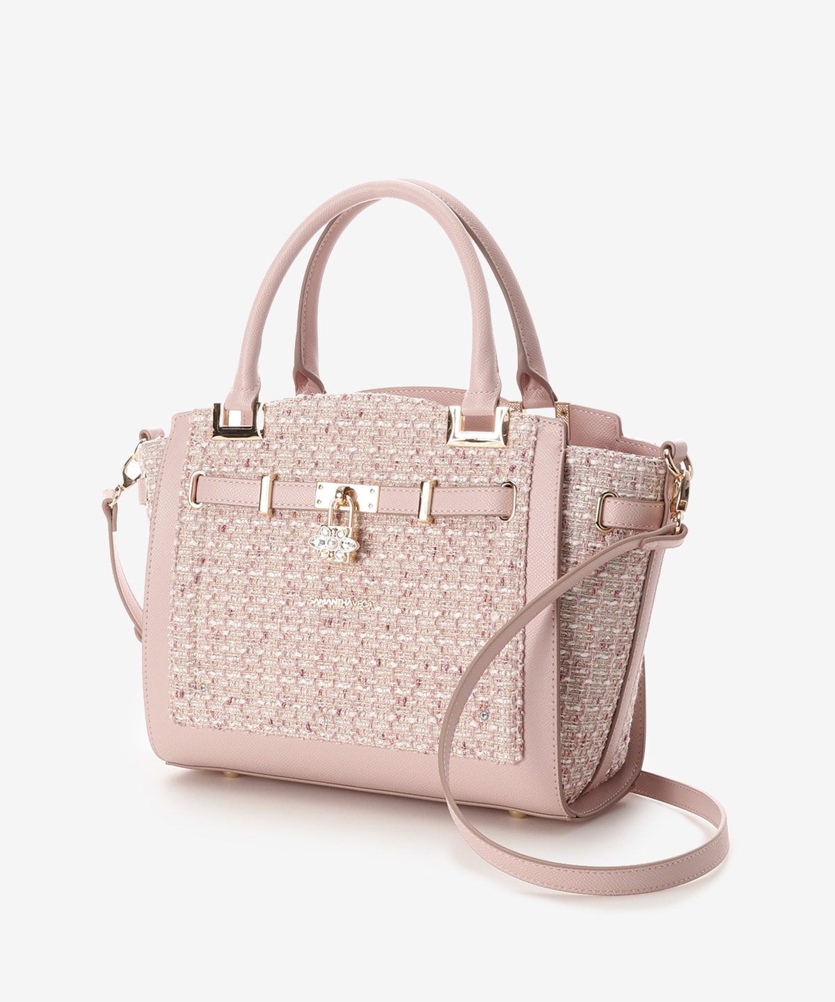 ツイードベルトビジューハンドバッグ(FREE ピンクベージュ