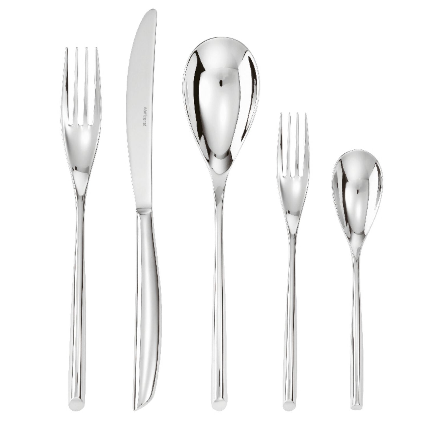 Flatware place setting, 5 pieces , Mirror Steel, Bamboo, Sambonet