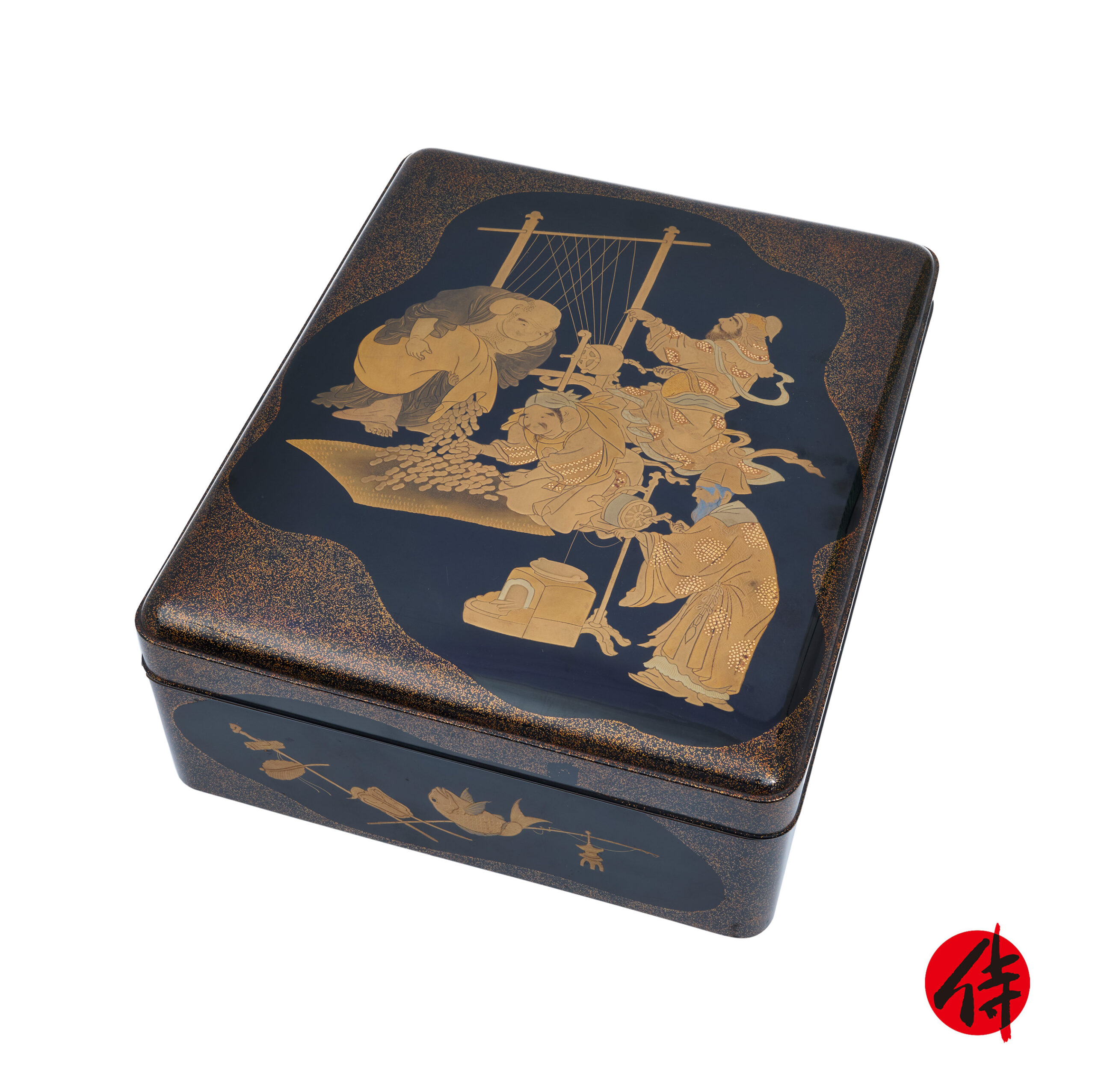 Japanese wooden lacquer box-Shichifukujin Zu (Bunko-16) | Samurai