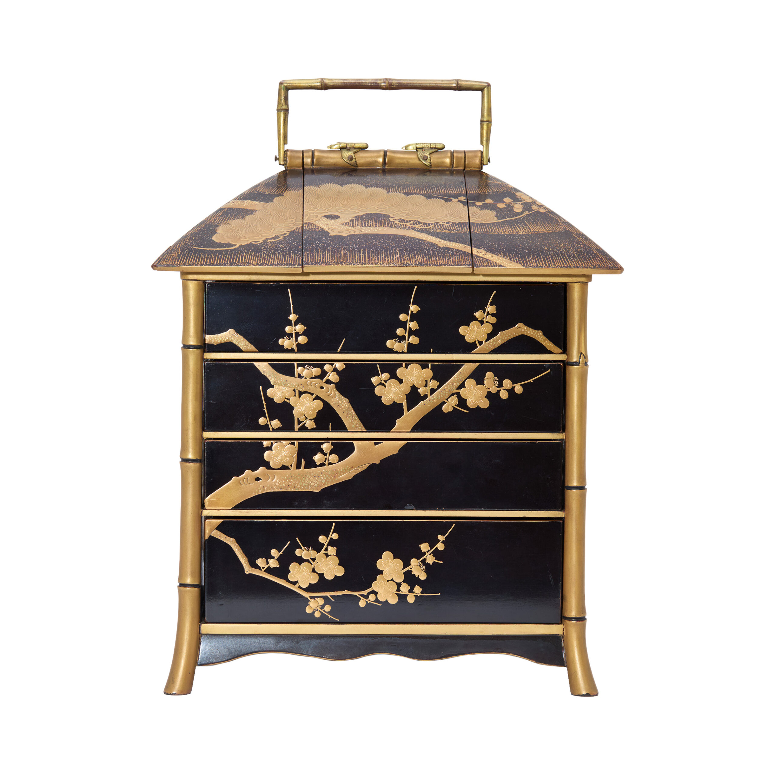 Antique Japanese Lacquer Box (Bento-09) | Samurai Museum Shop