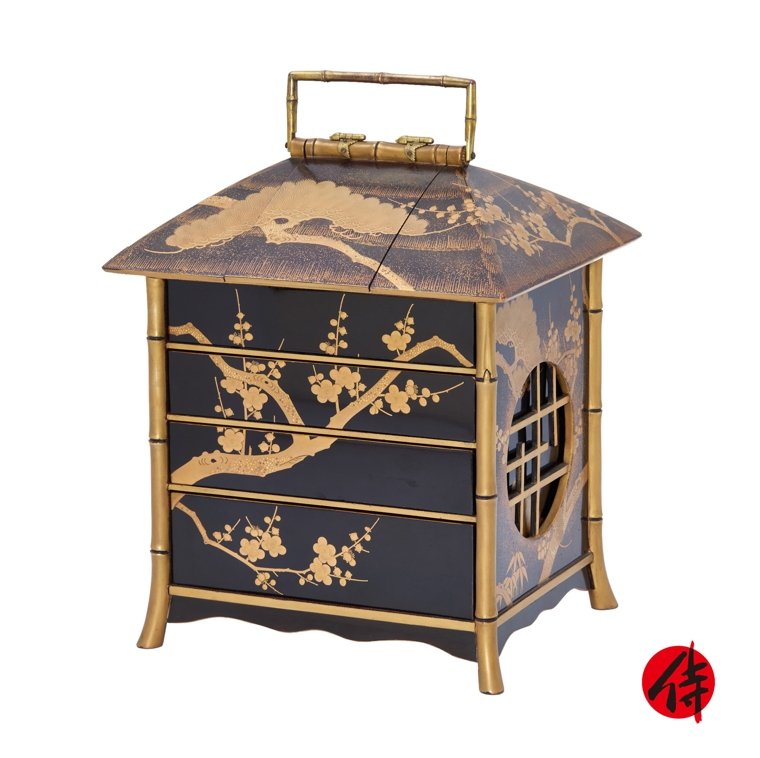Antique Japanese Lacquer Box (Bento-09) | Samurai Museum Shop