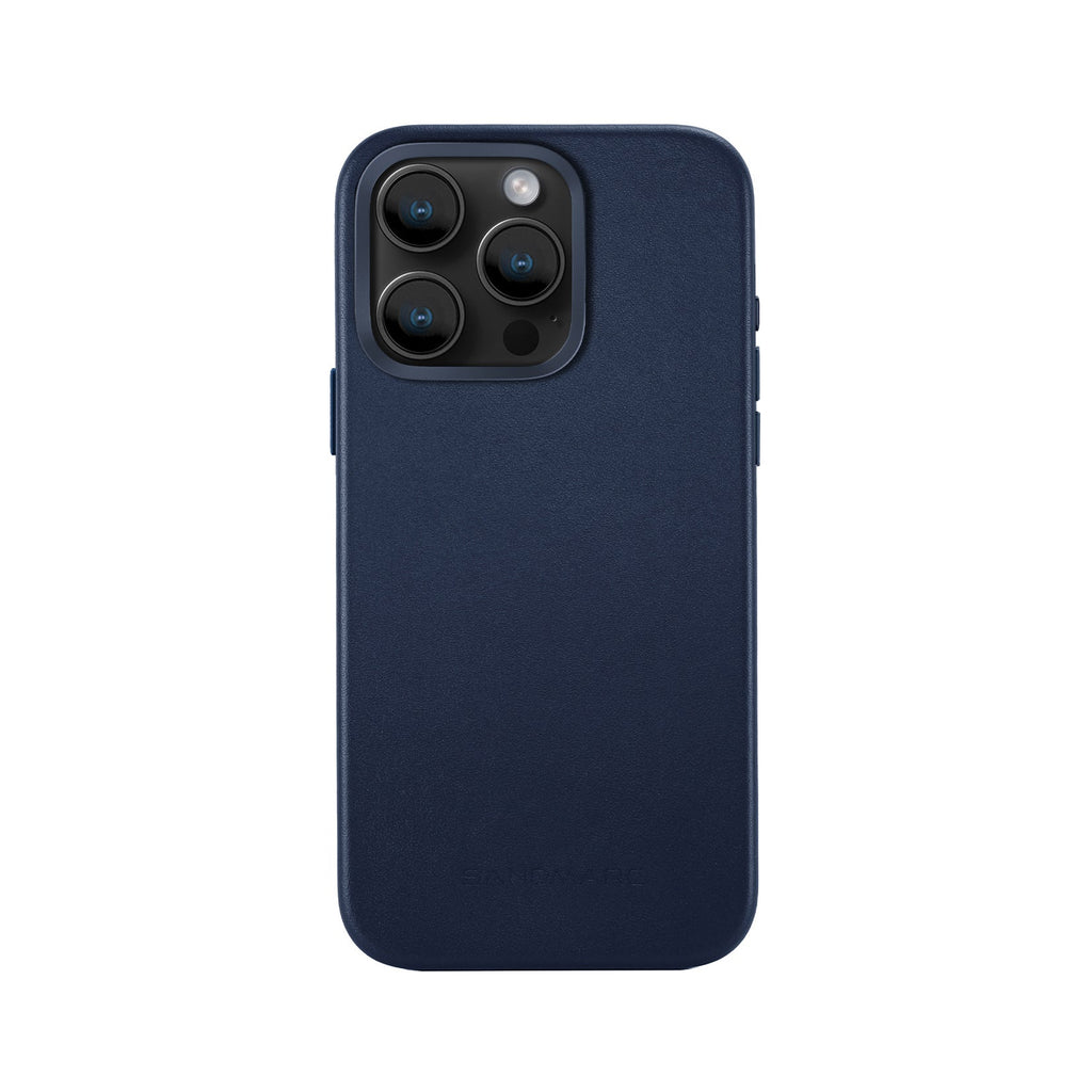 iPhone 14 Pro Minimal Leather Case | Navy - SANDMARC