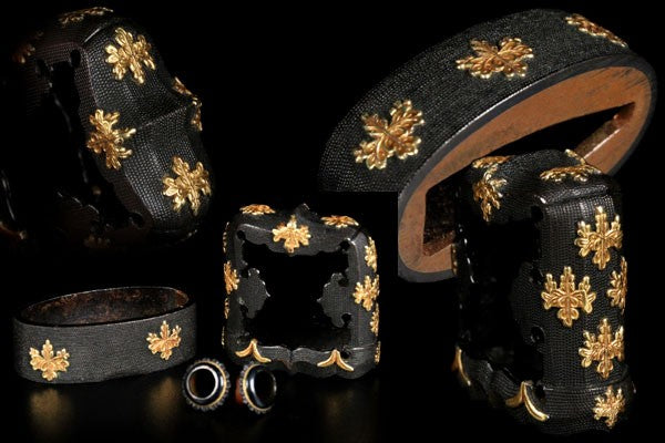 刀装具 武具 鍔 鐔 鞘 ハバキ 拵え 金象嵌 鮫皮 鯉口 江戸時代前期 刀