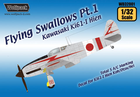WPDDEC32001 1:32 Wolfpack Decal - Flying Swallows Pt 1 Kawasaki