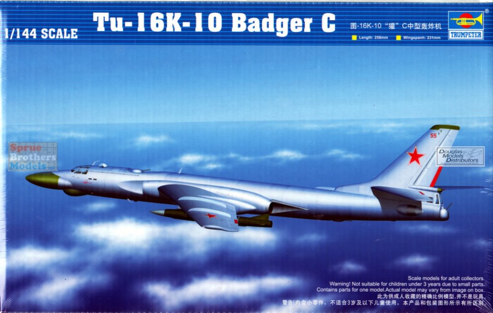 TRP03908 1:144 Trumpeter Tu-16K-10 Badger C Soviet Twin-Engine Jet