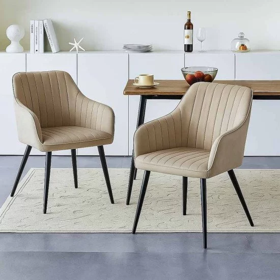 Velvet living room chair with black metal legs BUC 259 beige