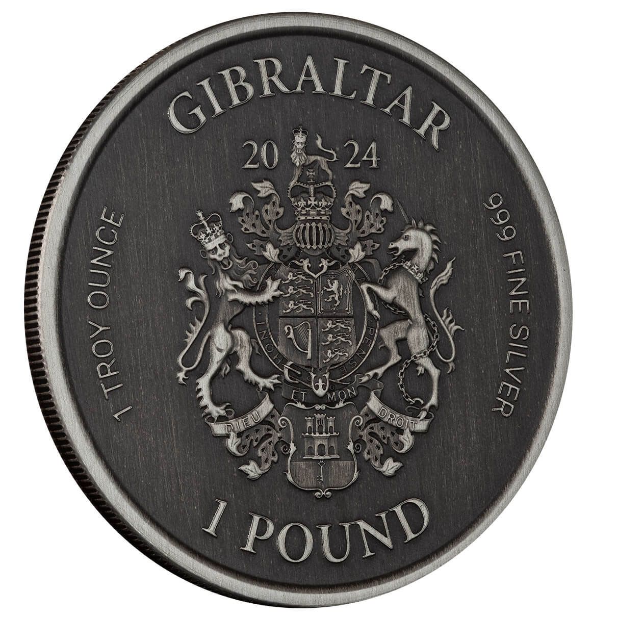 2024 Gibraltar Lady Justice 1 oz Silver Antique Coin