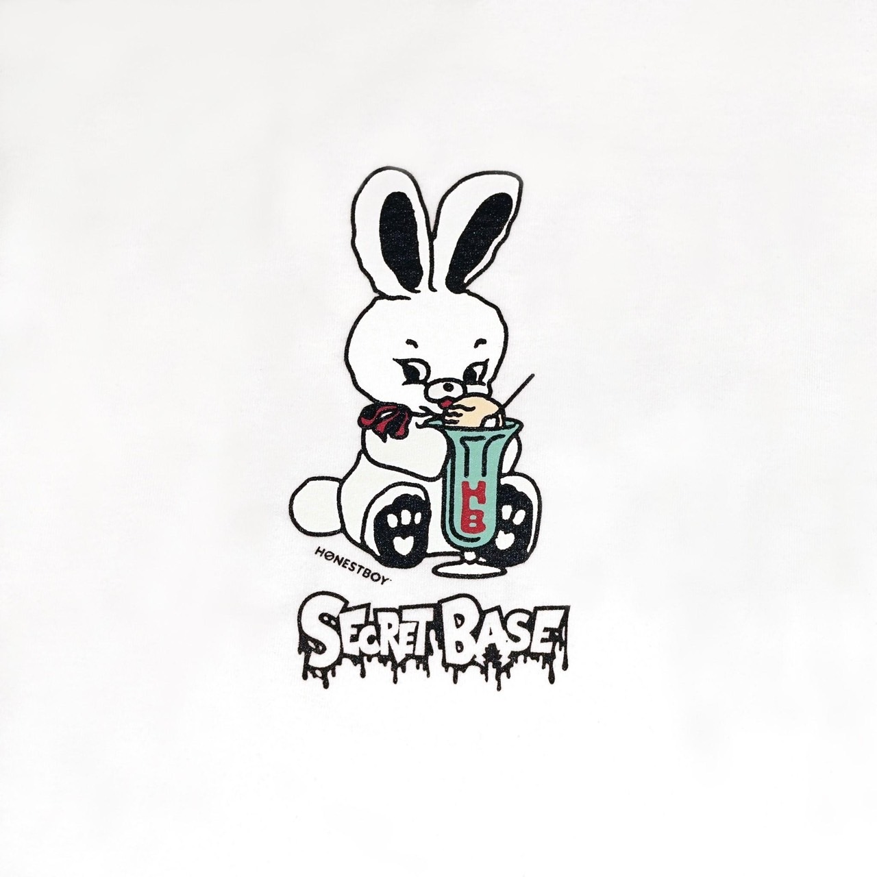 HONESTBOY×SECRET BASE×FRUIT OF THE LOOM Logo Rabbit SS Tee WHITE