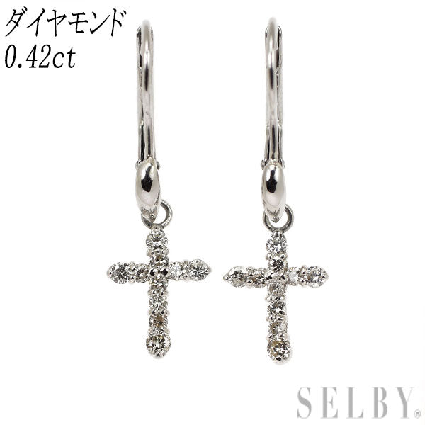 Pt900 ダイヤモンド ピアス 0.42ct クロス — セルビーオンラインストア