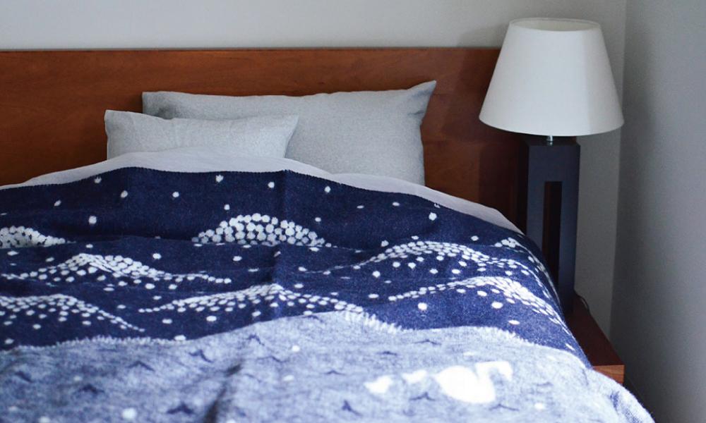 KLIPPAN ベッドスロー コットンスローバスケット 130×180cm / ブルー