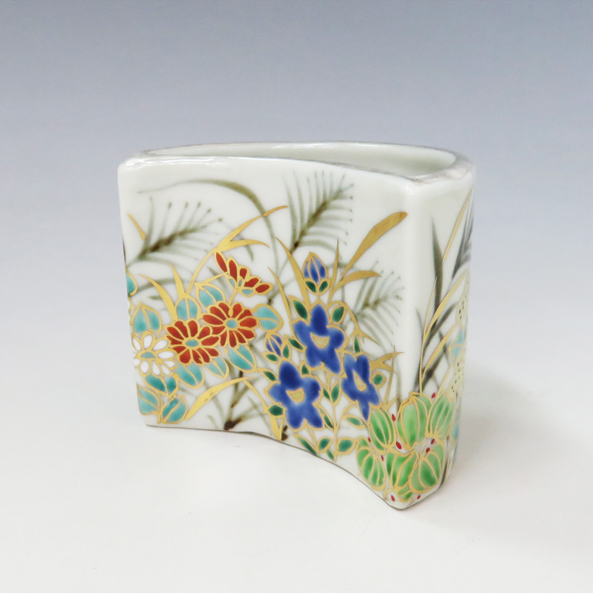 茶道具 蓋置（ふたおき） 蓋置 色絵 秋月 高野昭阿弥