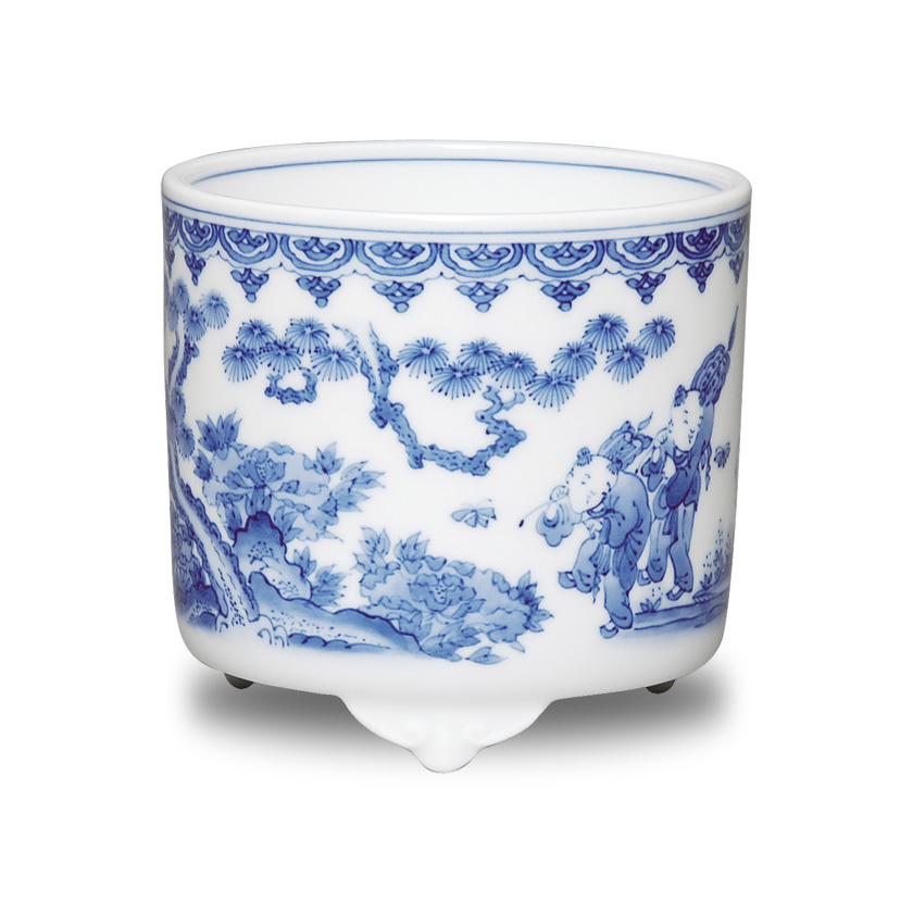 茶道具 火入（ひいれ） 火入 白磁 染付唐子 横石嘉助