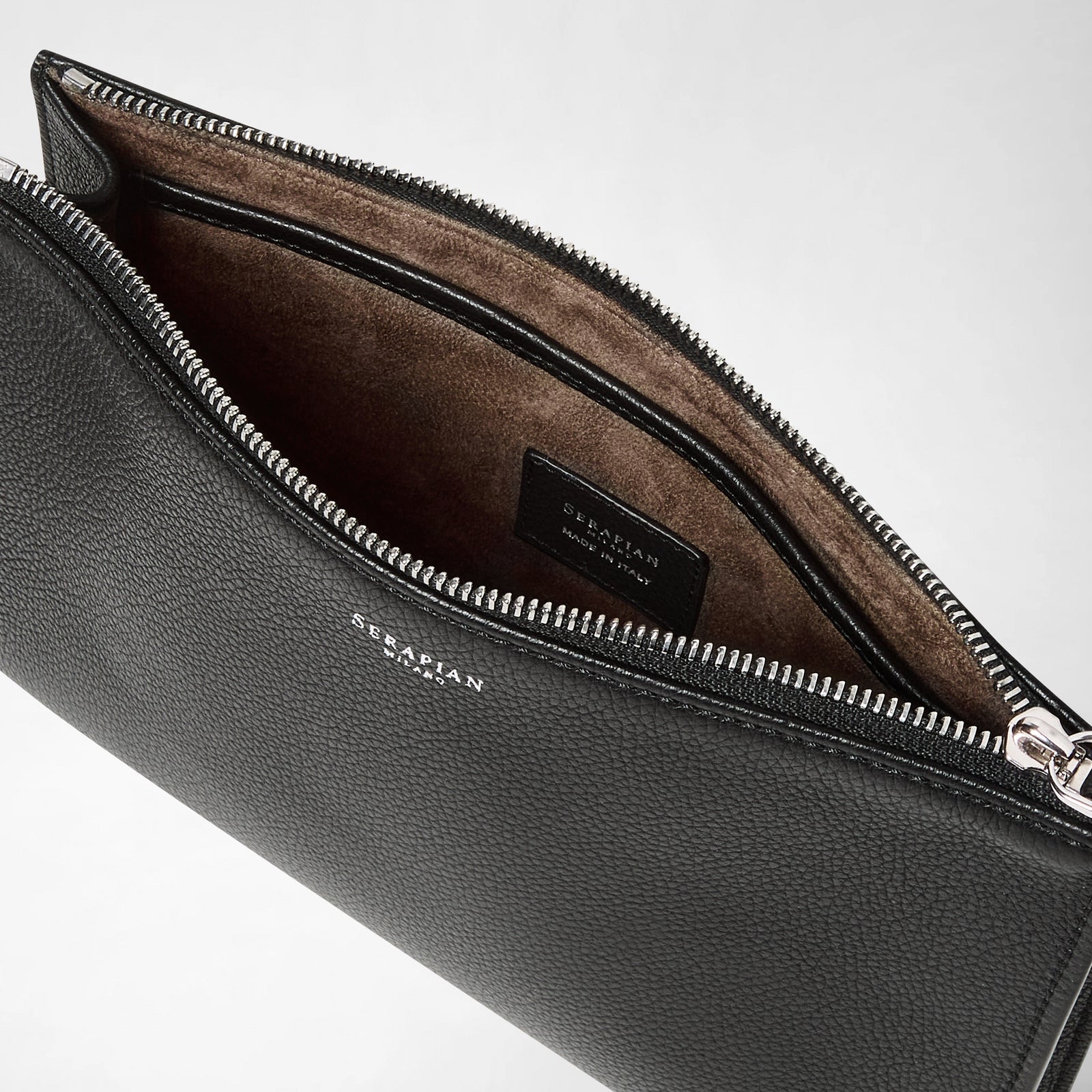 MOSAICOレザー クラッチバッグ ブラック メンズ