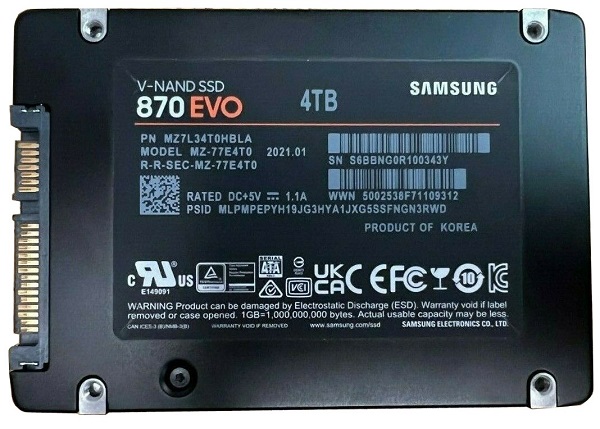 Samsung 870 EVO MZ-77E4T0 SSD 4 TB SATA 6Gb/s Brand New
