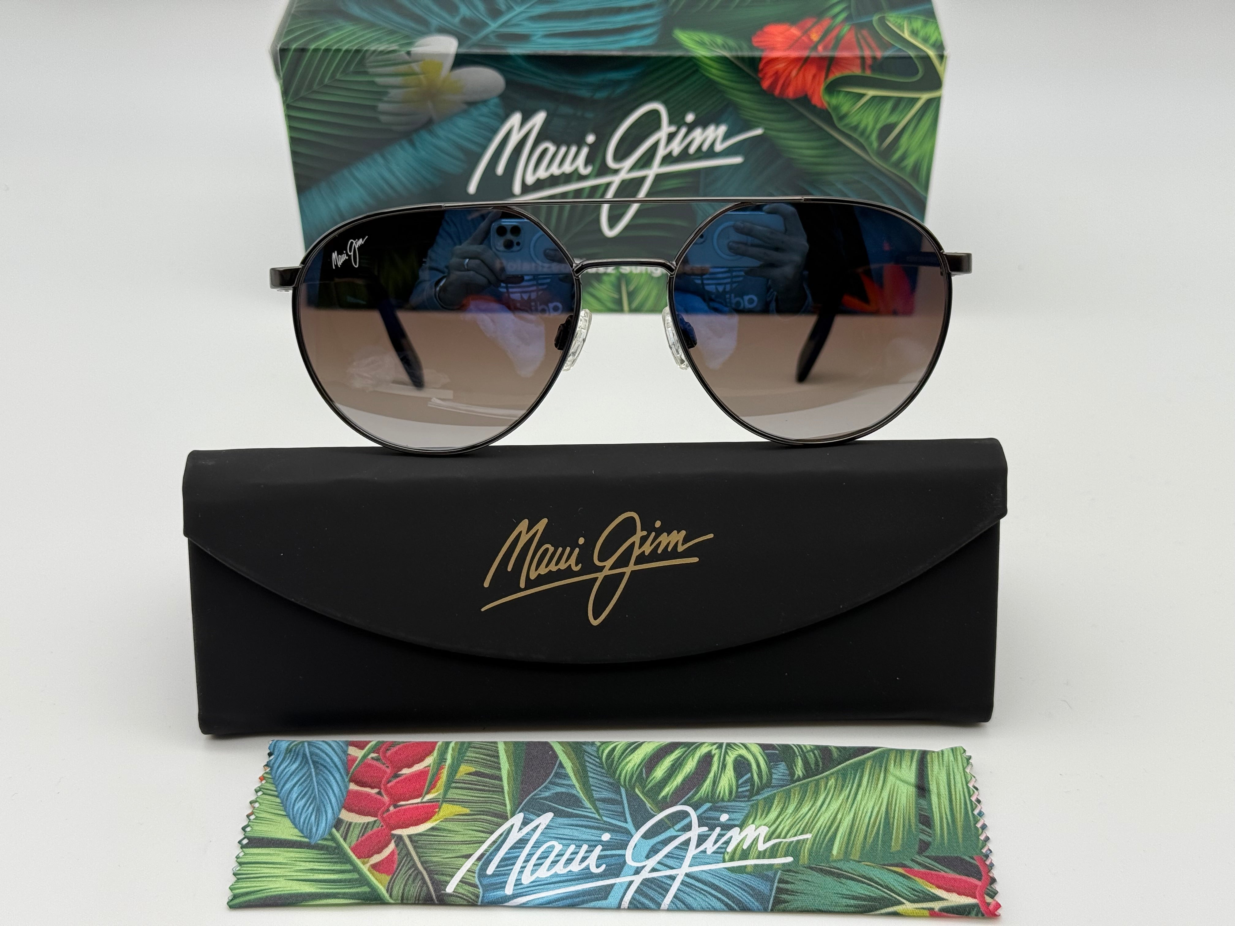 Maui Jim Waterfront 55mm Gray Metal / Dual Mirror Silver to Black