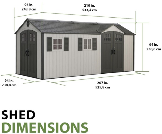 Lifetime 17.5x8 Plastic Shed Kit w/ Double Doors (60213)