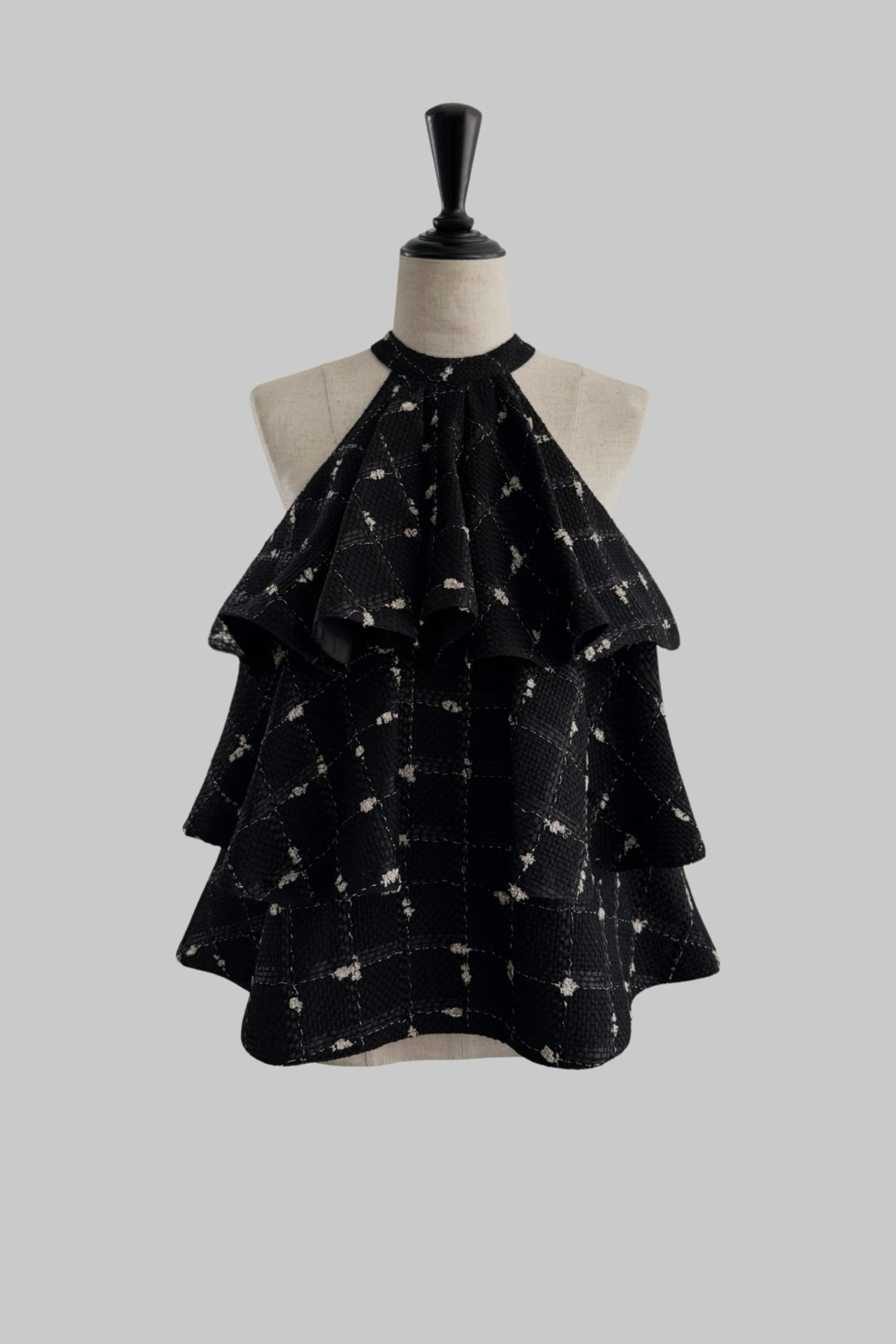 candy check tweed ruffle frill tops – shéller / シェリエ