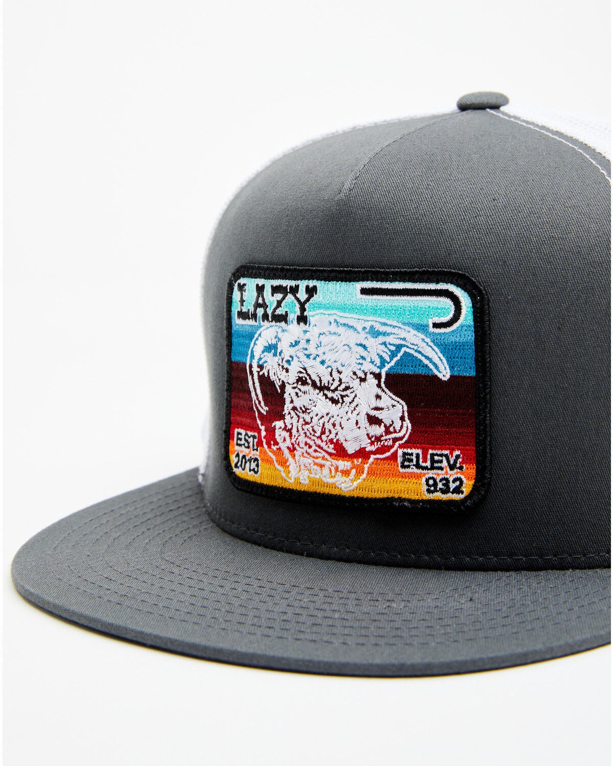 Lazy J Ranch Men's Gray & White Serape Cow Patch Mesh-Back Ball