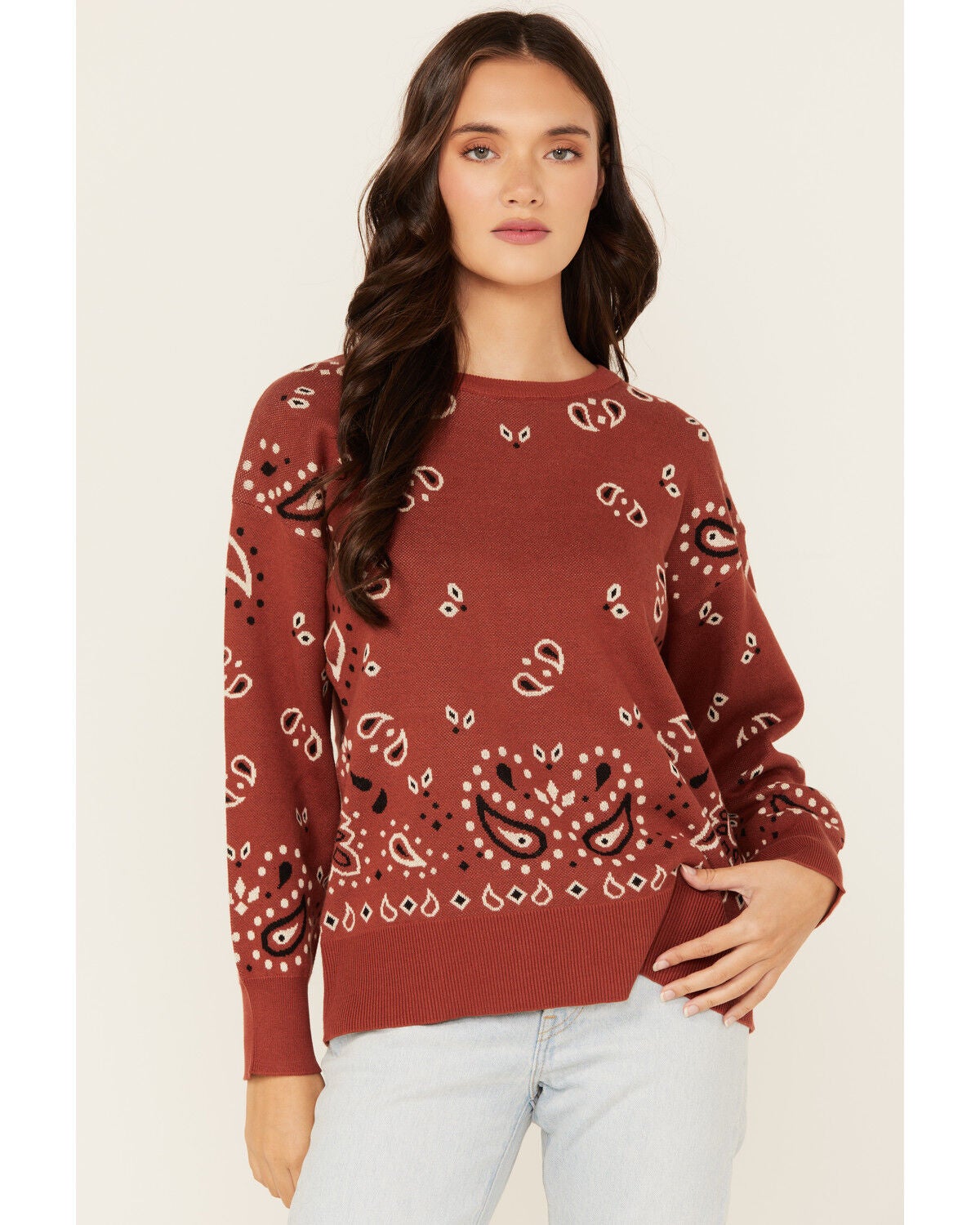Cotton & Rye Women's Bandana Print Sweater | Sheplers