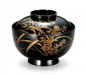 お椀吸物椀-【手描き蒔絵・磨き蒔絵】越前塗 秋草 吸物椀［5客