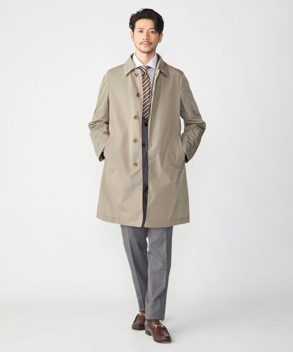 ワイズナイロンワッシャーステンカラーロングコート。ブランドワイズ