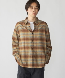 SHIPS DAYS別注】UNDYED: ダブルガーゼ チェック オープンカラー