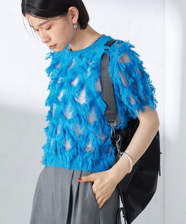 手洗い可能〉シアー フリンジ ジャカード プルオーバー｜ SHIPS 公式サイト