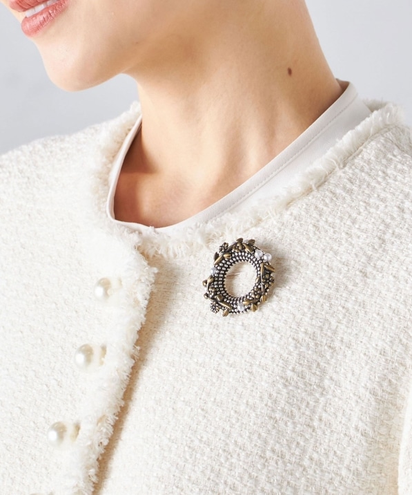 サークル デザイン アンティーク パール モチーフ ブローチ｜ SHIPS