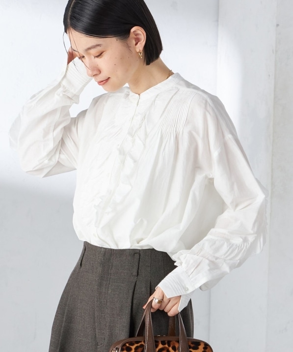 手洗い可能〉コットン シルク ローン フリル ブラウス｜ SHIPS 公式サイト
