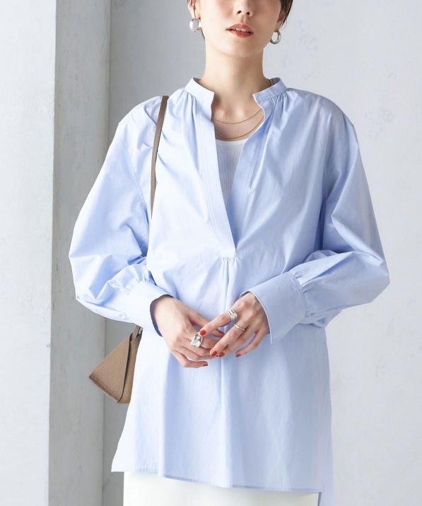 手洗い可能〉コットン ギャザー チュニック ブラウス｜ SHIPS 公式サイト