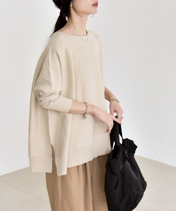 quaranciel:〈洗濯機可能〉ボートネック ワイド ニット プルオーバー