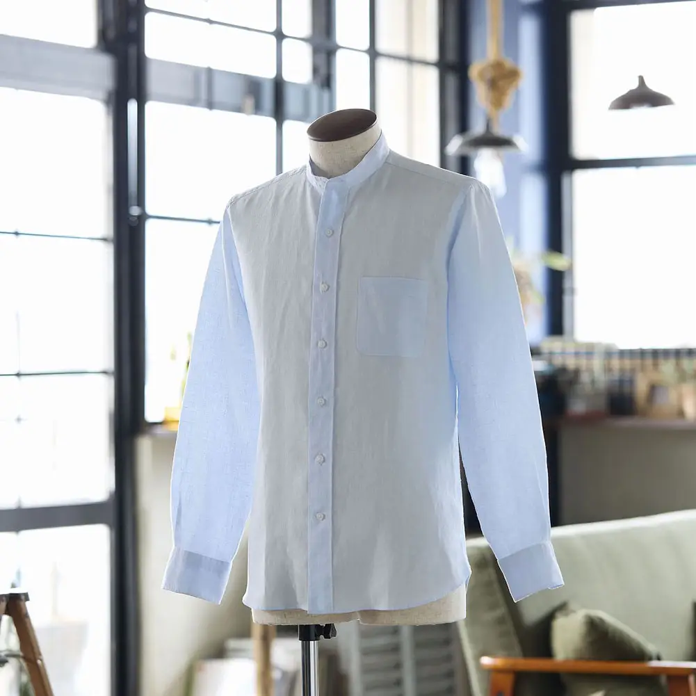 CHOYA URBAN STYLE カジュアルシャツ リネンシャツ スタンドカラー