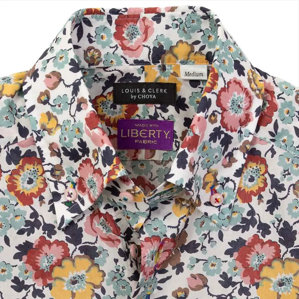 ワイシャツ 花柄 プリント 草木、ボタニカル マルチカラー LOUIS