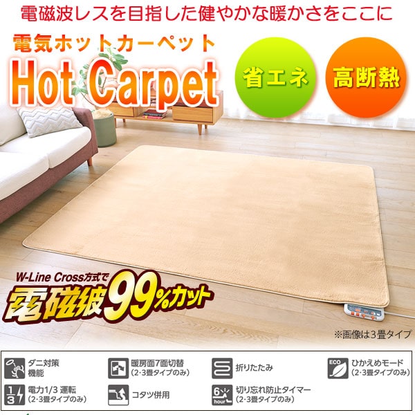 電磁波99％カット（磁界）電気ホットカーペット・本体のみ 2畳相当
