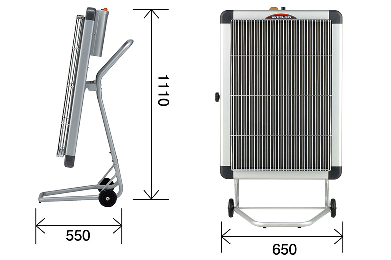 寸法 | 遠赤外線電気ヒーター ホカットe WPS-30As | 電気ヒーター | 遠