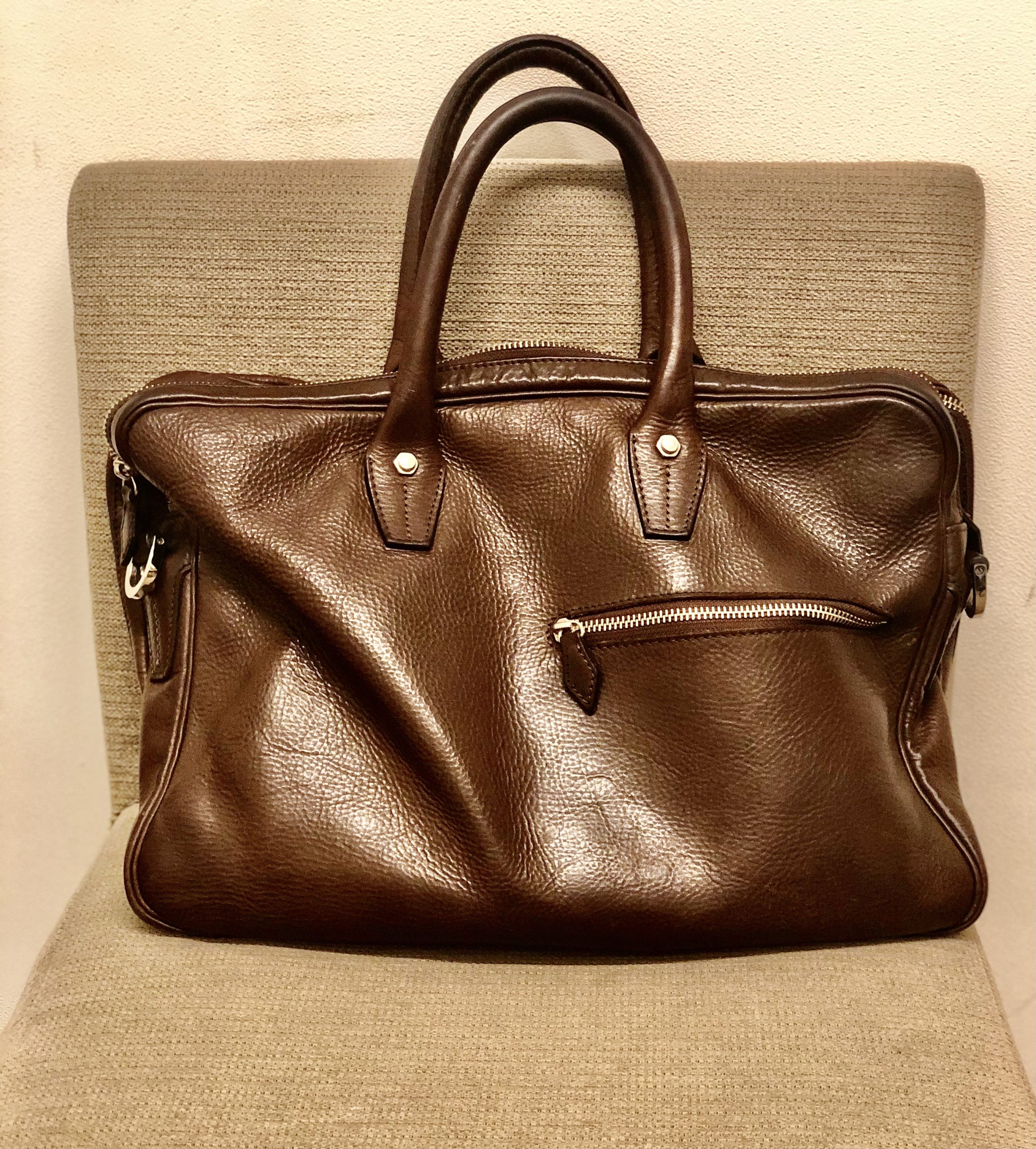 エイジングの妙 ：シモーネダブル天ファスナー(5年程度使用) | 装い