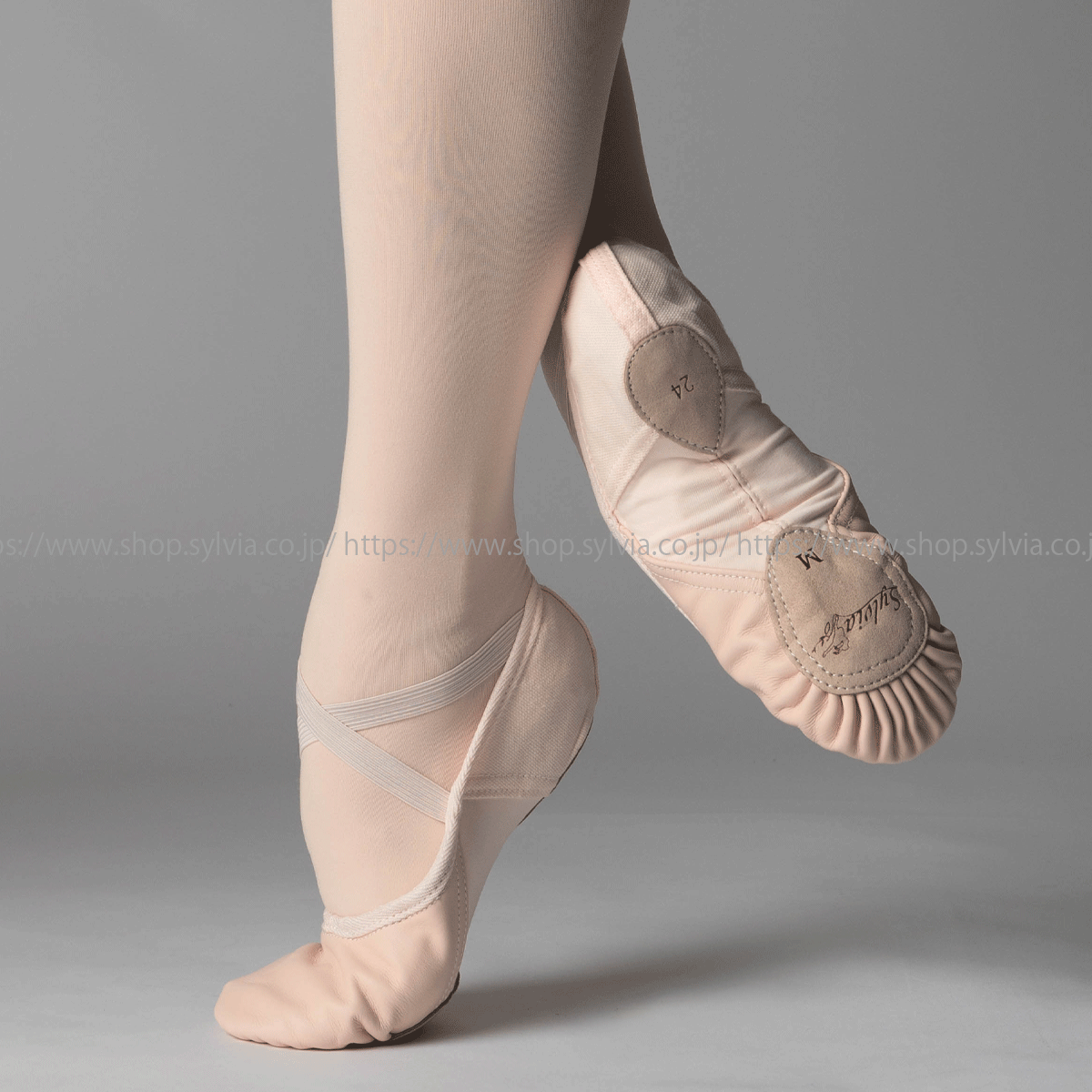 ニューサテンスプリットソールバレエシューズ（リボン付）ピンク(20.5