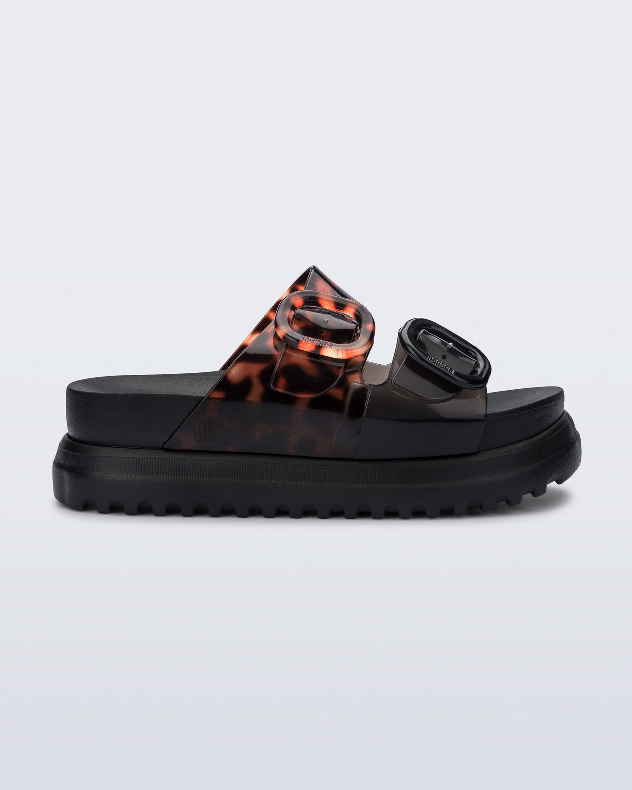 Cozy Platform Slide in Black/Tortoise | Melissa Shoes US
