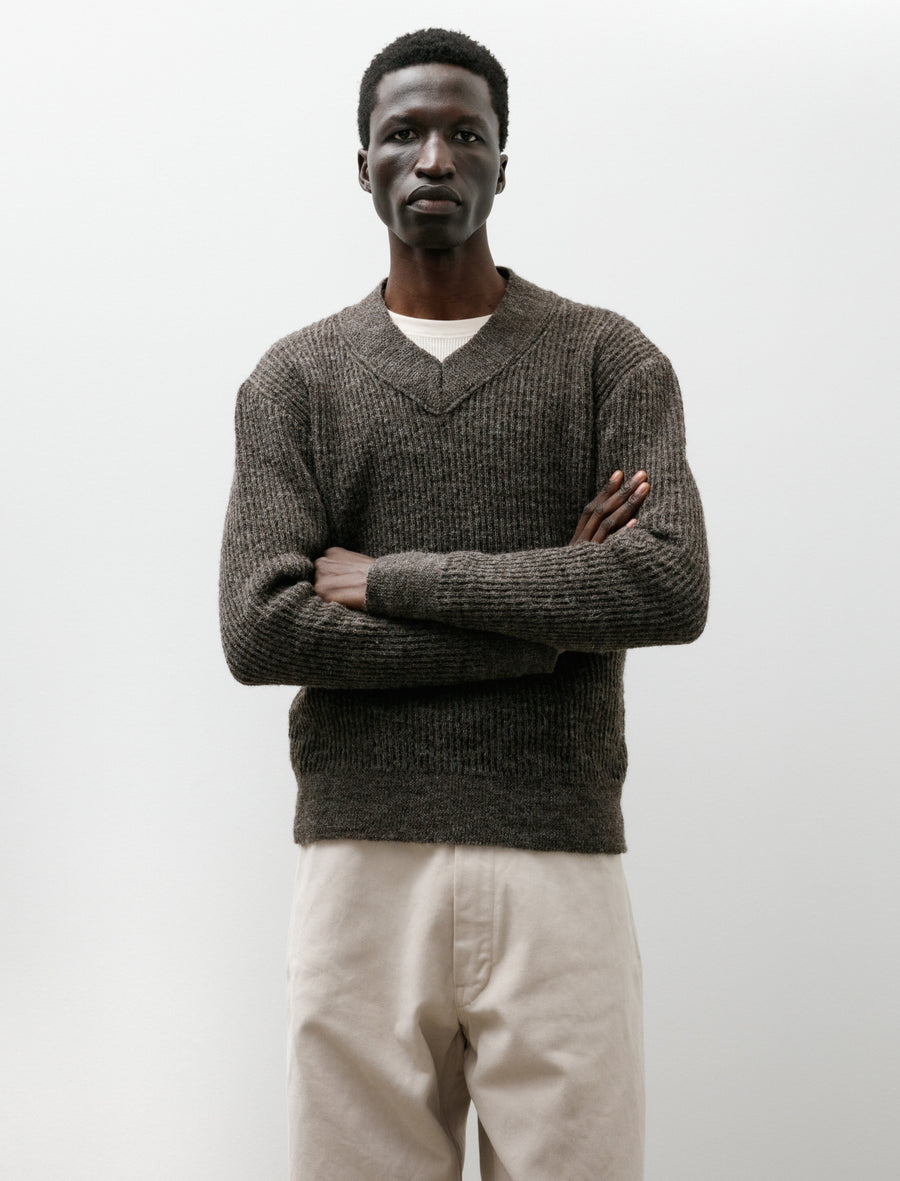 Cecile Tulkens Tucked Wide V-Neck Sweater Dark Brown – Neighbour