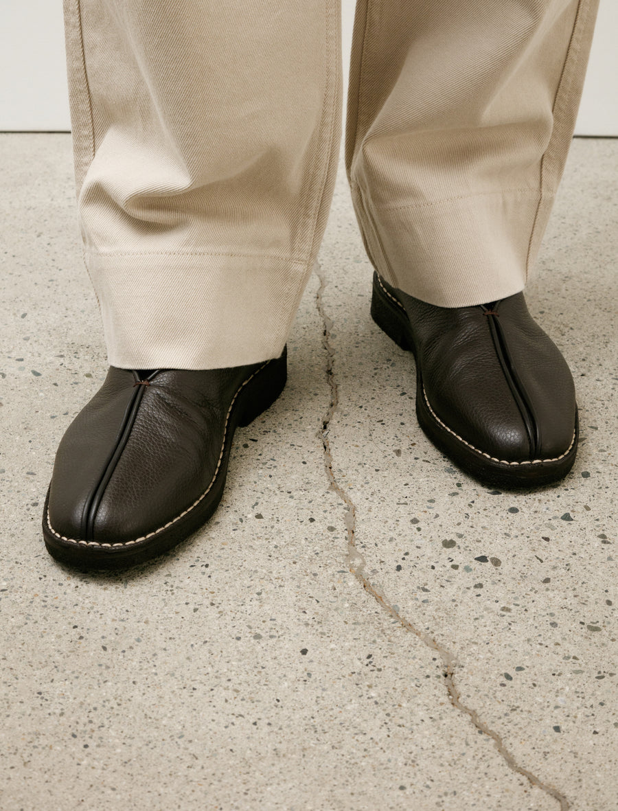 Lemaire Piped Crepe Slippers Dark Brown – Neighbour