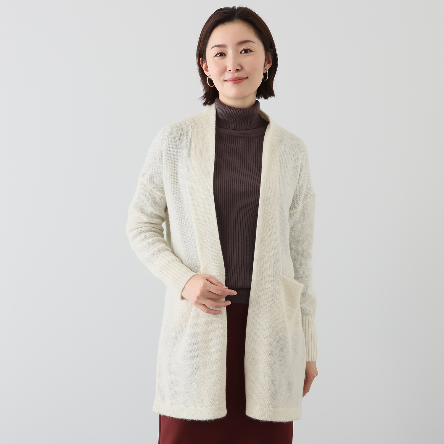 ソアージュ ベビーアルパカ100％ ふんわり暖かい ロング丈コーディ