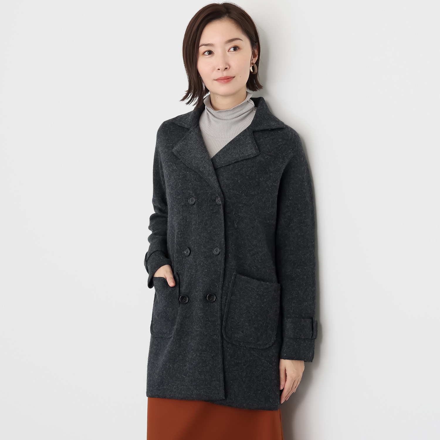 ネイチャーズ キャメル100％ ダブルジャガード編 ピーコート