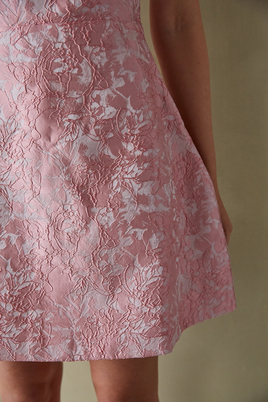 Mini Dress - Lace up Back Dress - Jacquard Mini Dress - American