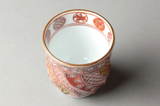 捻祥瑞意古紋金箔散湯呑 - 松谷窯 叶松谷