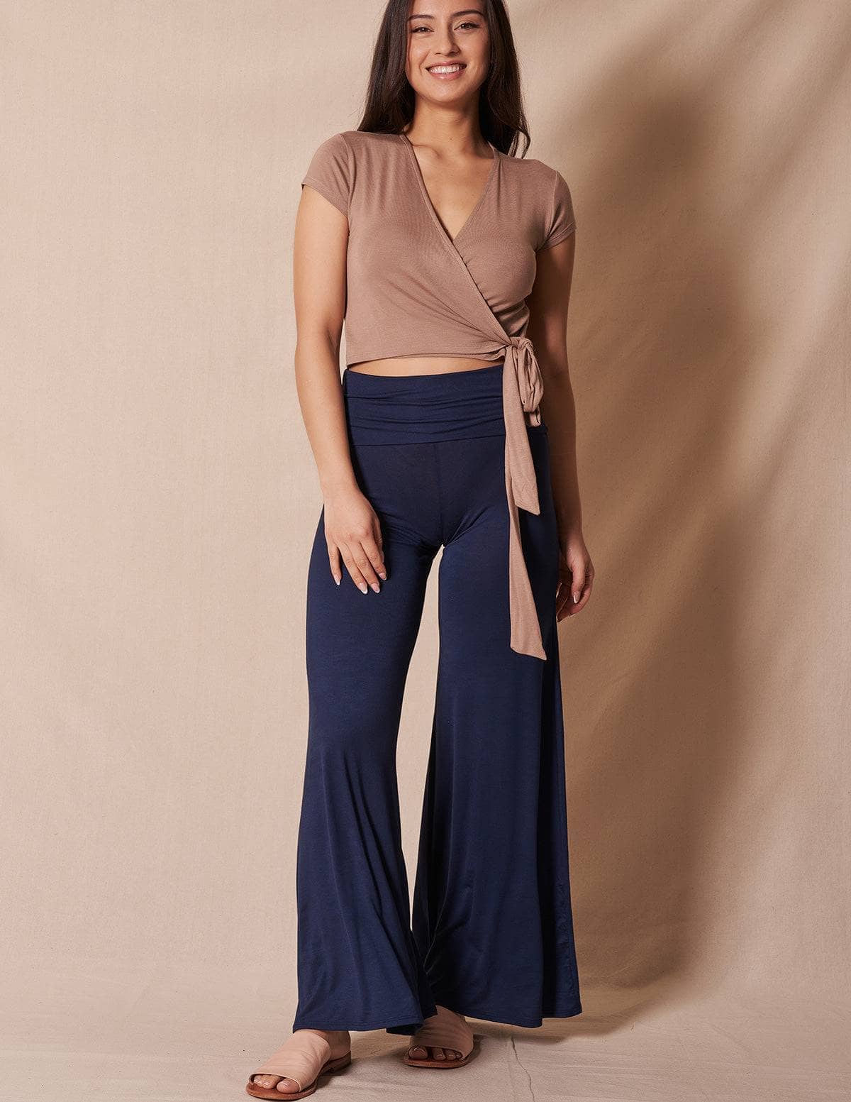 Bamboo Flare Pants - Navy — Sivana