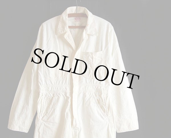 50s COWDEN HBT ヘリンボーンツイル オールインワン 生成り 36☆つなぎ